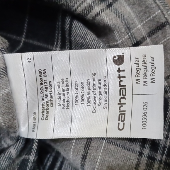 Carhartt Men's XL Black/Grey Heavy Duty Flannel Shirt/Jacket (mislabeled medium) - Picture 8 of 14